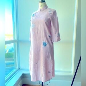 Linen Traditional Dusty Pink Wrap Dress size medium